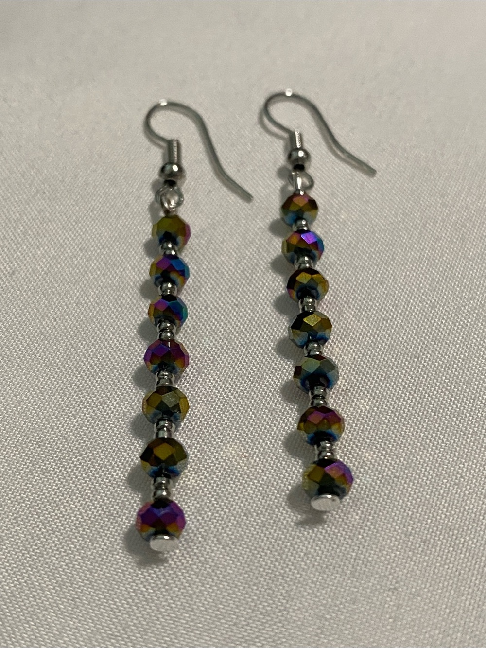 Long Iridescent Bead Drop Earrings - Multicolor